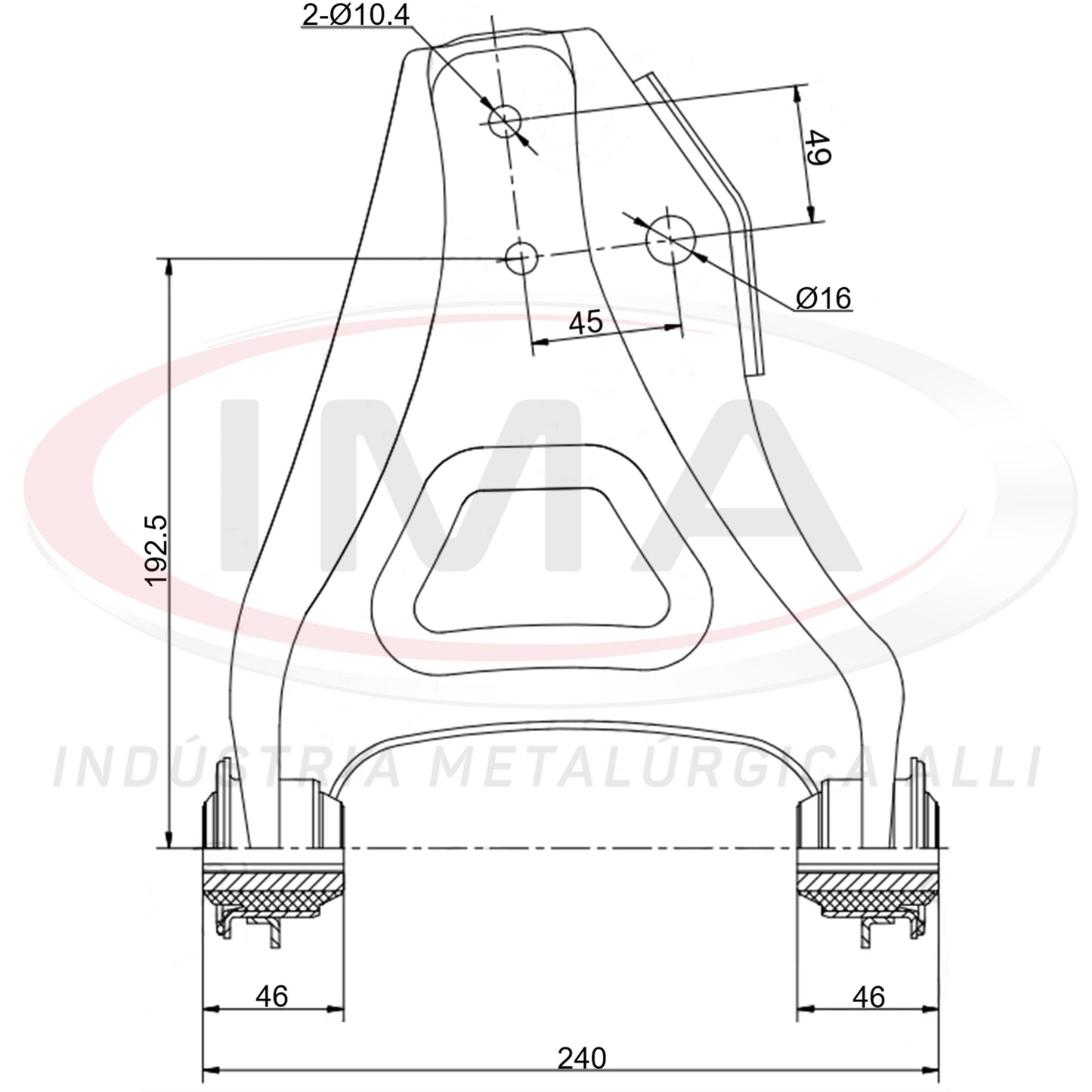 Suspension Arm - Front - Right Side - With Bushings / Without Ball Joint