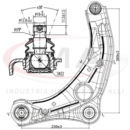 Suspension Arm - Front - Right Side - With Bushings / With Ball Joint