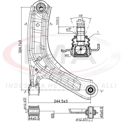Suspension Arm - Front - Right Side - With Bushings / With Ball Joint