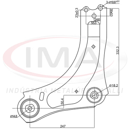 Suspension Arm - Front - Right Side - With bushings / Without ball joint