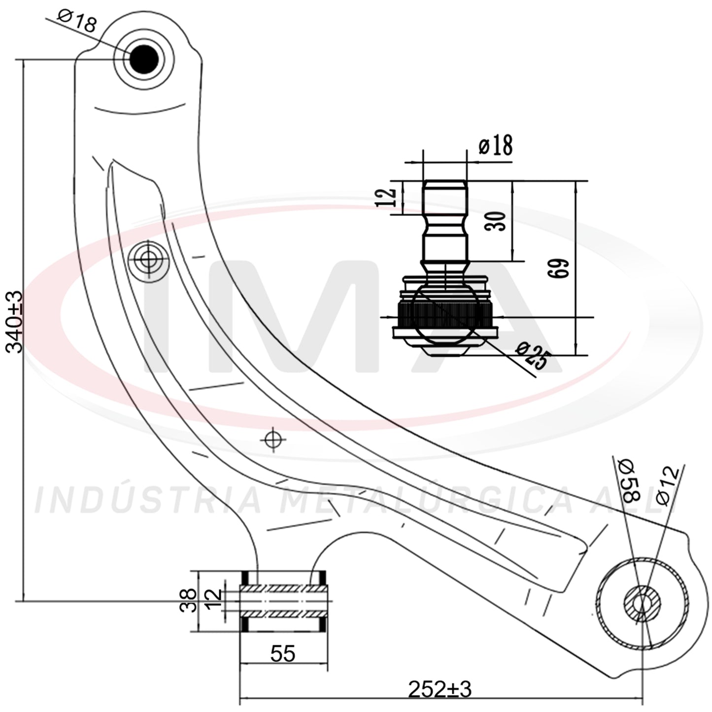 Suspension Arm - Front - Right - With Bushings / Ball Joint