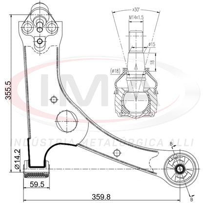 Suspension Arm - Front - Right - With Bushings / Ball Joint