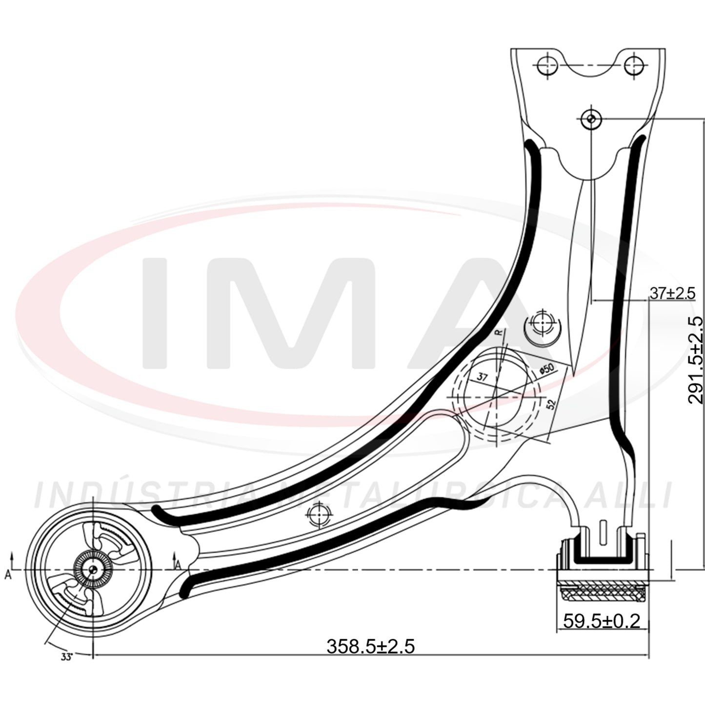 Suspension Arm - Front - Right Side - With Bushings / Without Ball Joint