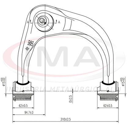 Brazo de suspensión superior delantero - Lado derecho - Con bujes / Con rótula