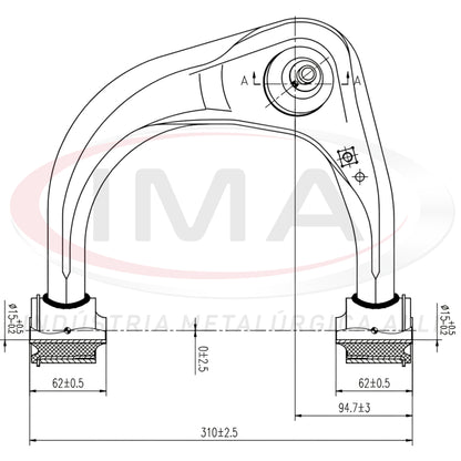 Brazo de suspensión superior delantero - Lado izquierdo - Con bujes / Con rótula