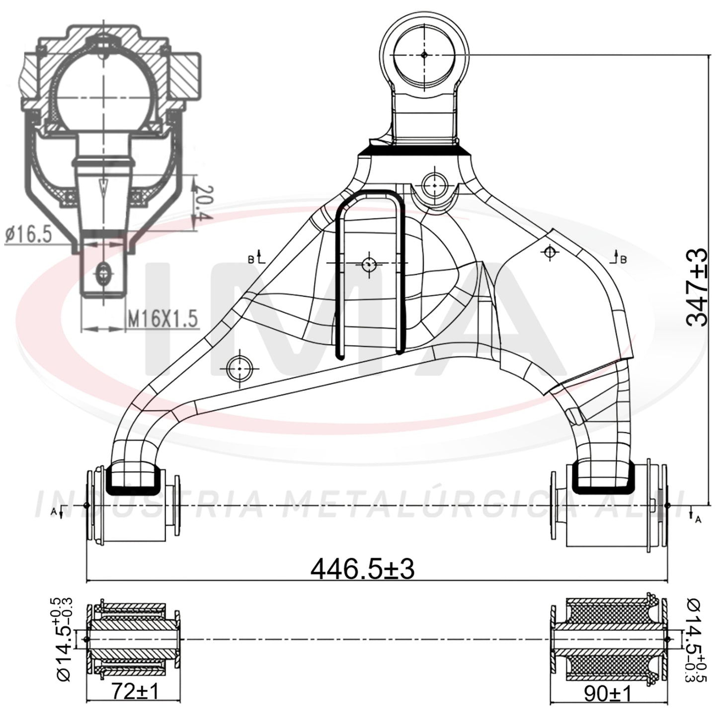 Lower Front Suspension Arm - Right - With Bushings / Ball Joint
