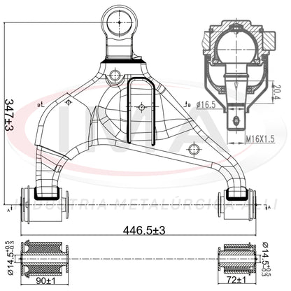 Lower Front Left Suspension Arm - With Bushings / Ball Joint