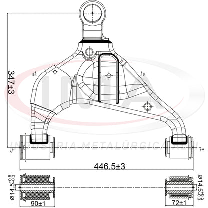 Brazo de suspensión inferior delantero - Lado izquierdo - Con bujes / Sin rótula
