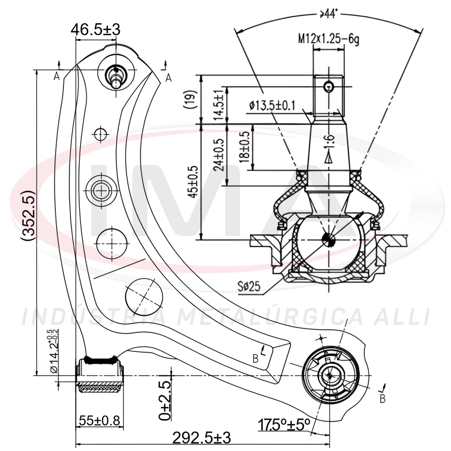 Suspension Arm - Front - Right - With bushings / With ball joint - (Unified with ALB-7018DP)