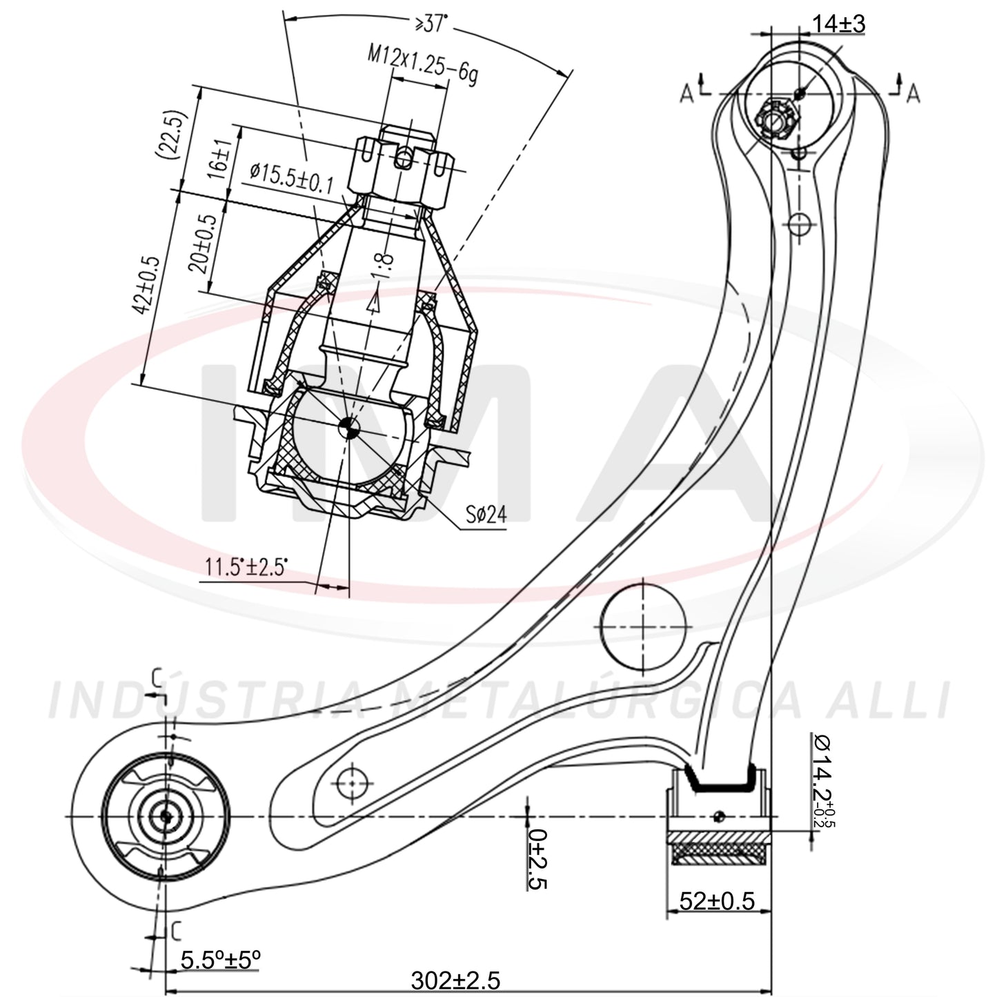 Brazo de suspensión - Delantero - Izquierdo - Con bujes / Rótula