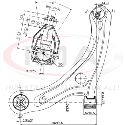 Brazo de suspensión - Delantero - Izquierdo - Con bujes / Rótula