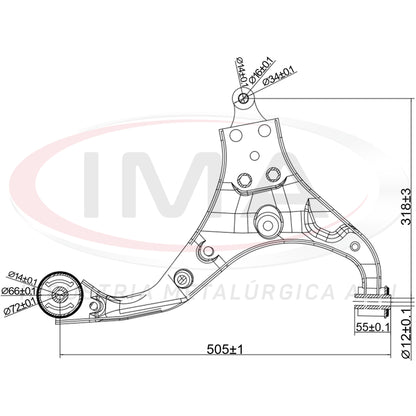 Suspension Arm - Front - Right Side - With bushings / Without ball joint
