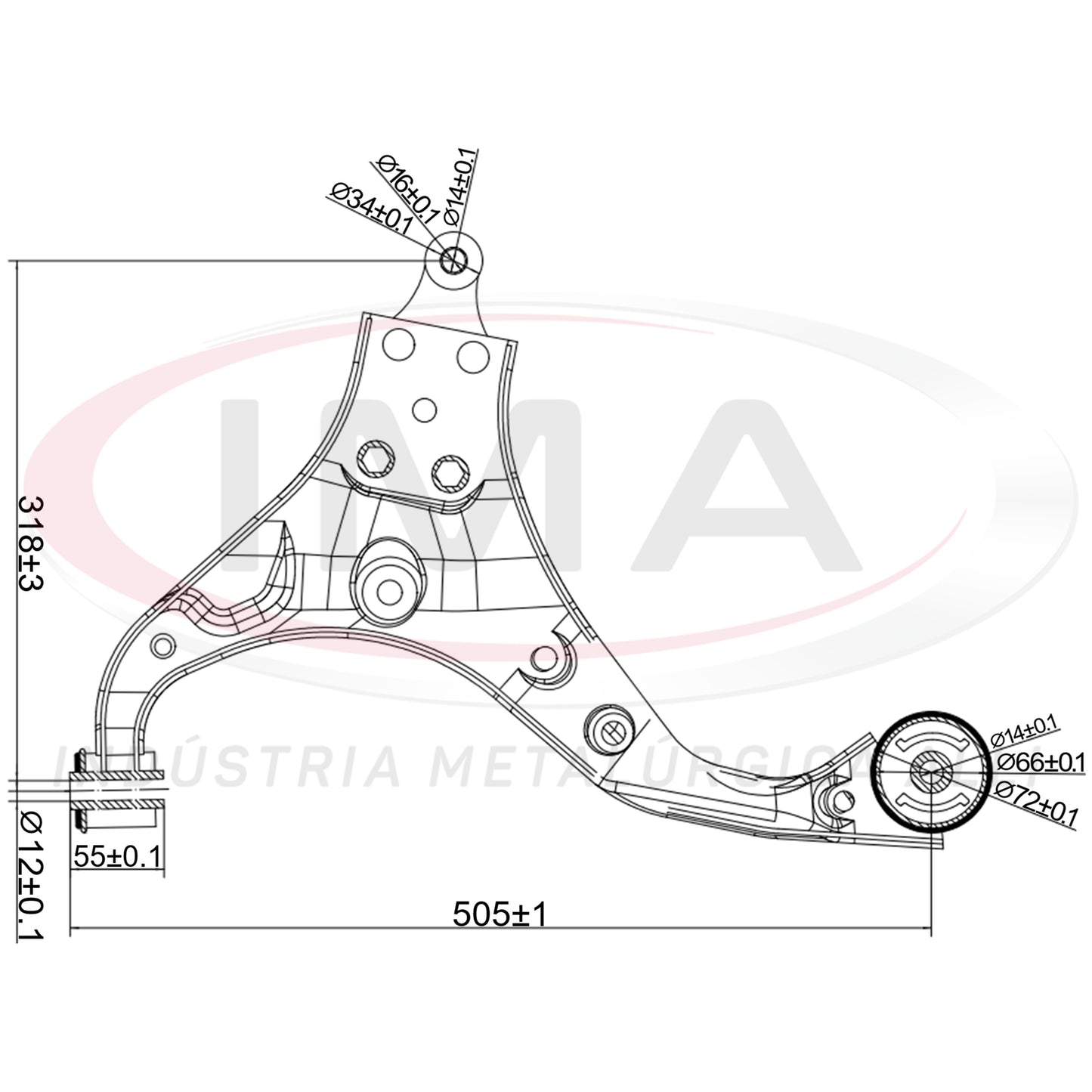 Suspension Arm - Front - Left Side - With bushings / Without ball joint