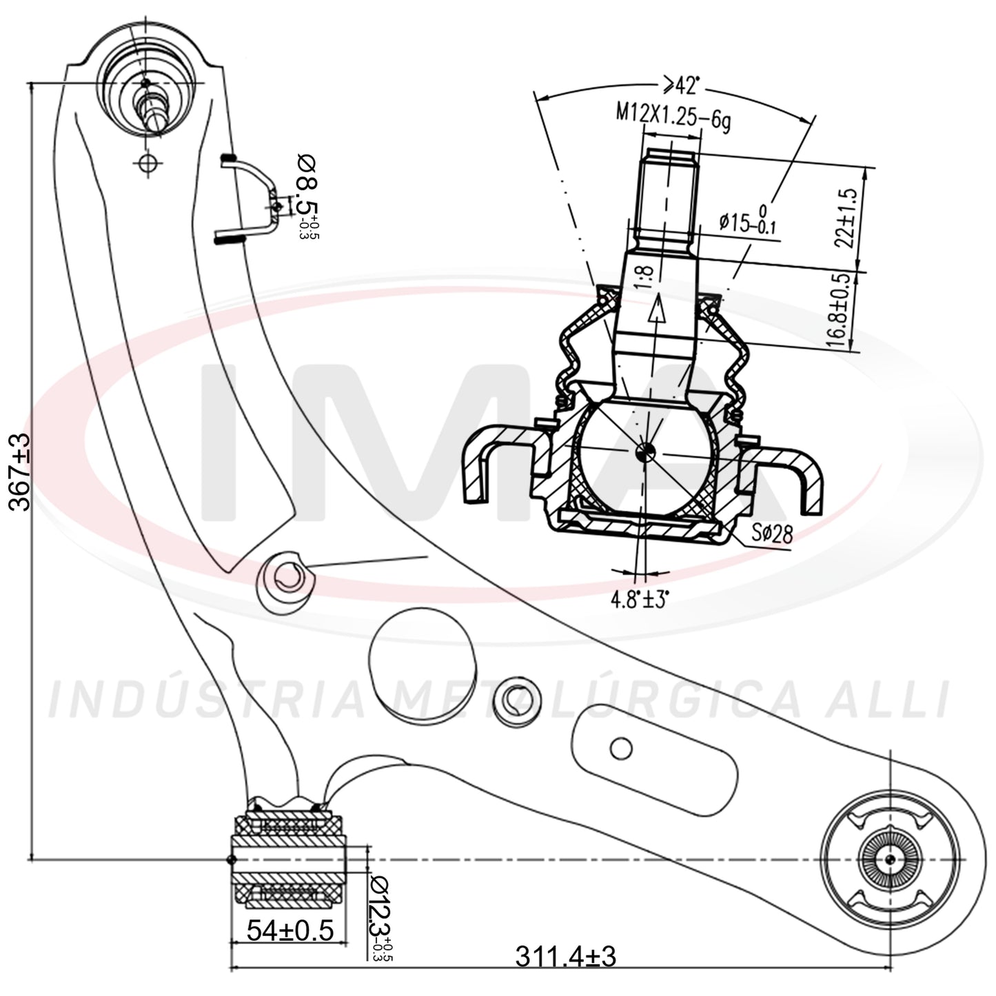 Suspension Arm - Front - Right - With Bushings / Ball Joint