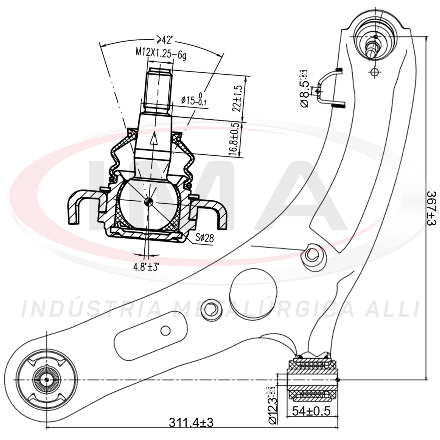 Suspension Arm - Front - Left - With Bushings / Ball Joint