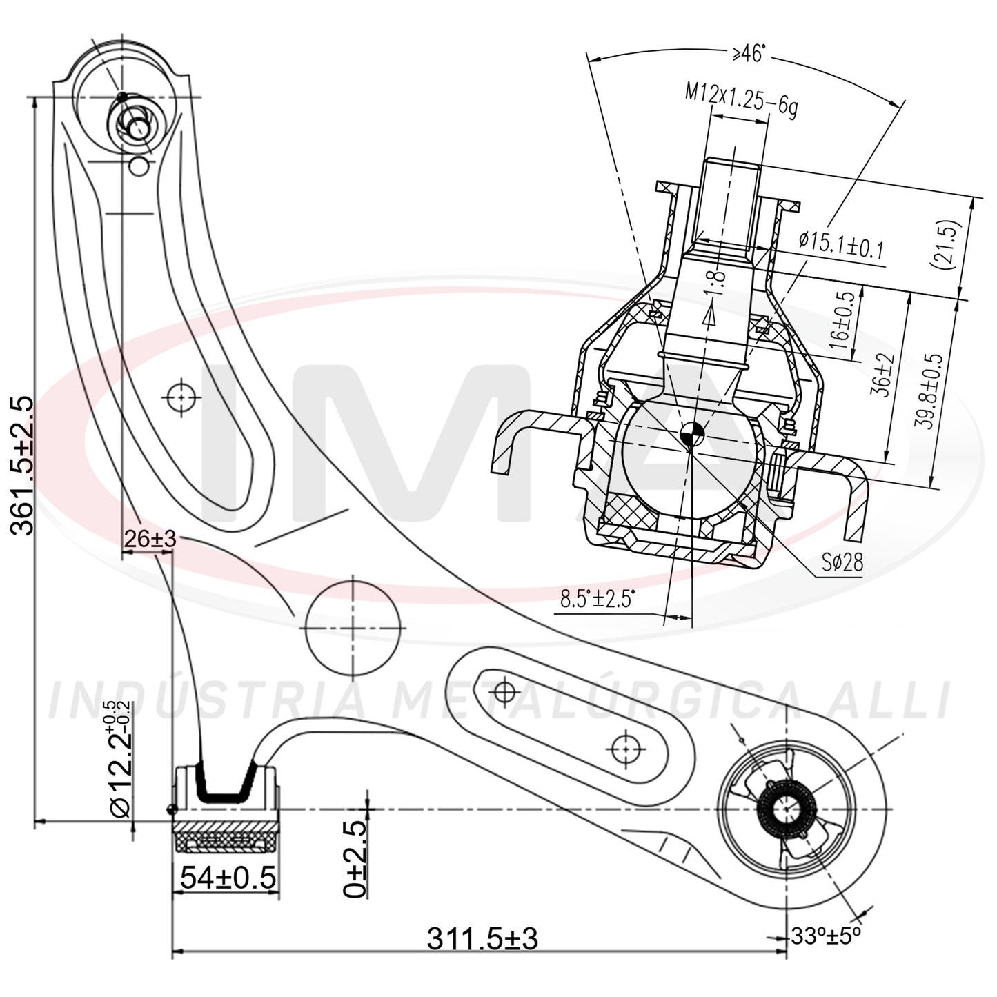 Suspension Arm - Front - Right - With Bushings / Ball Joint