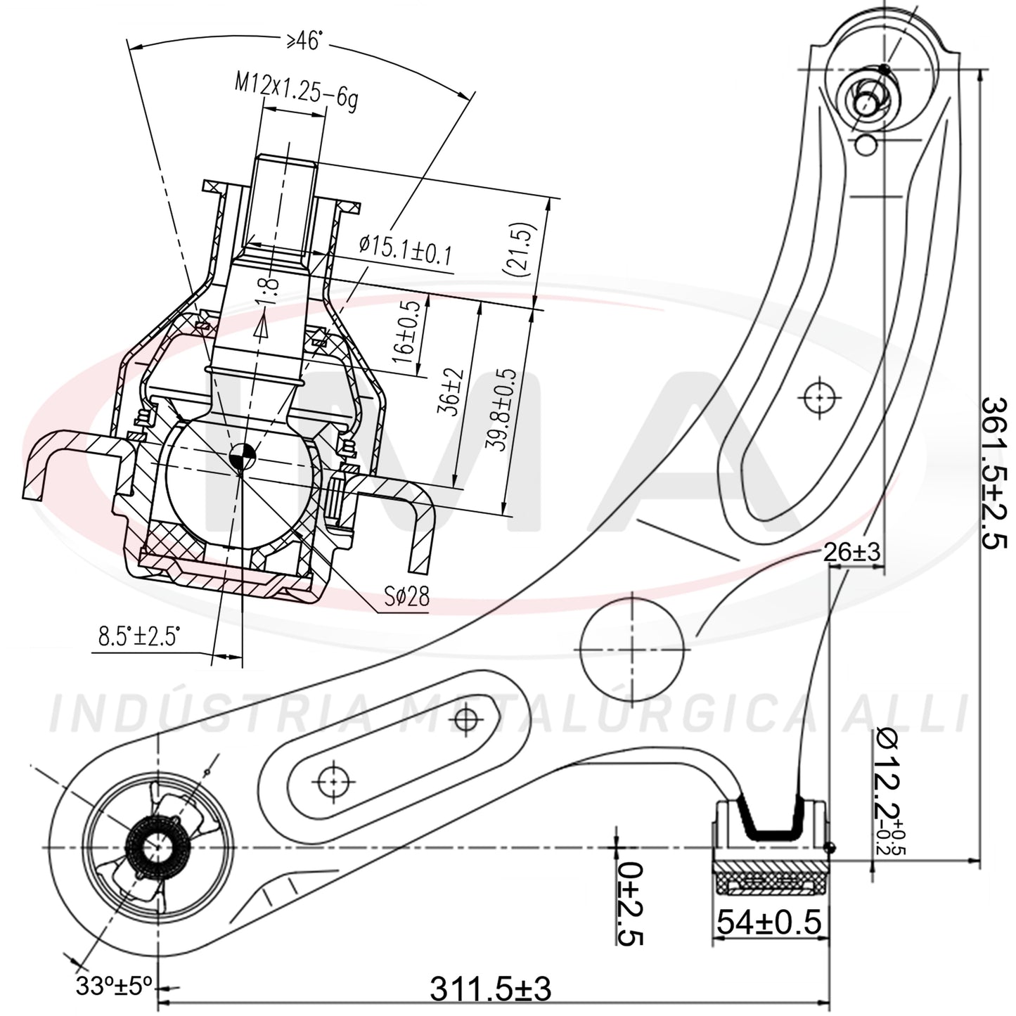 Suspension Arm - Front - Left - With Bushings / Ball Joint