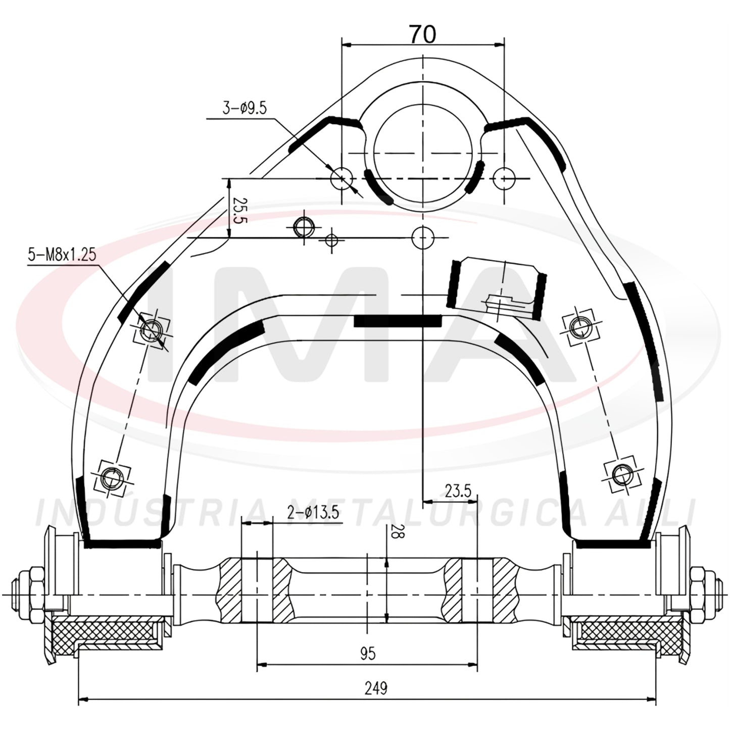 Front Upper Suspension Arm - Left - With bushings / Axle / Without ball joint