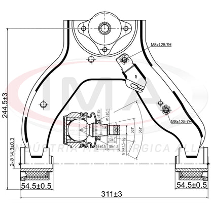 Front Upper Suspension Arm - Right - With bushings / Without ball joint
