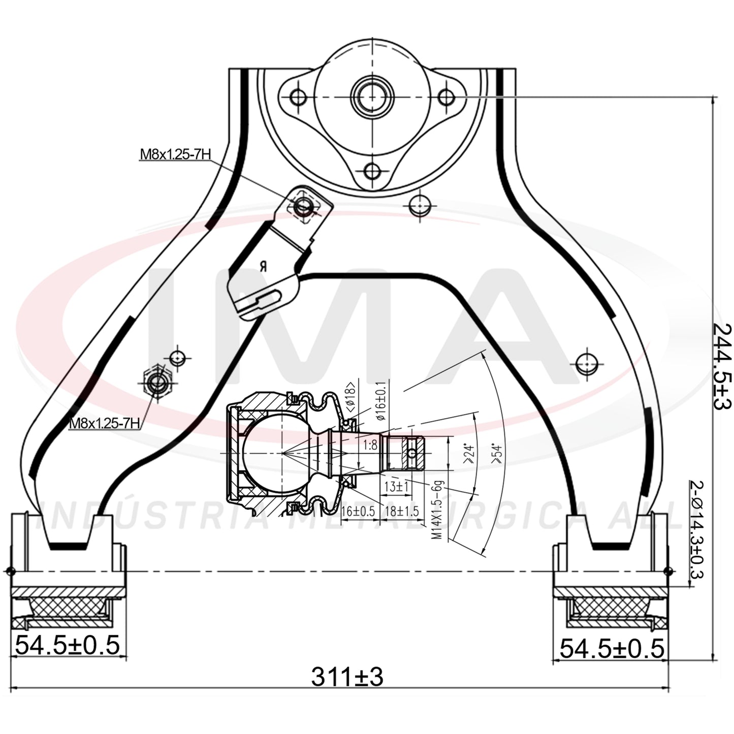 Front Upper Suspension Arm - Left - With bushings / Without ball joint