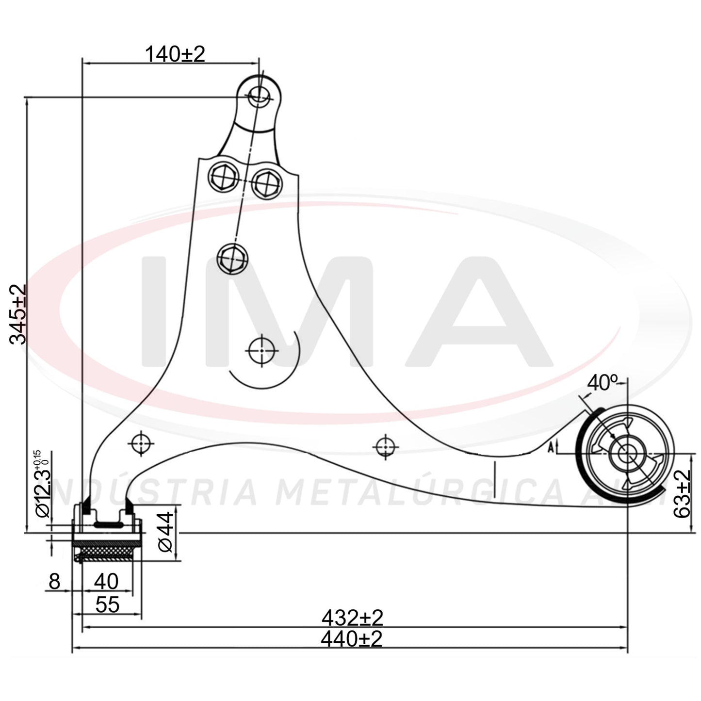 Suspension Arm - Front - Right - With bushings / Without ball joint