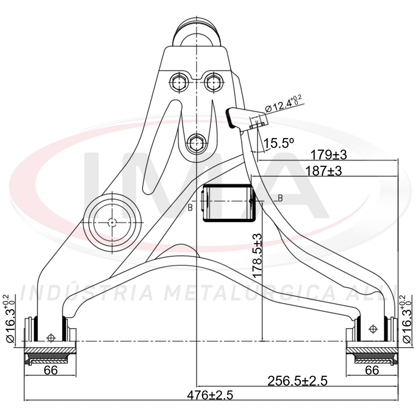 Lower Front Suspension Arm - Right - With bushings / Without bump stop / Without ball joint