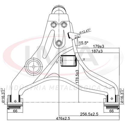 Lower Front Suspension Arm - Right - With bushings / Without bump stop / Without ball joint