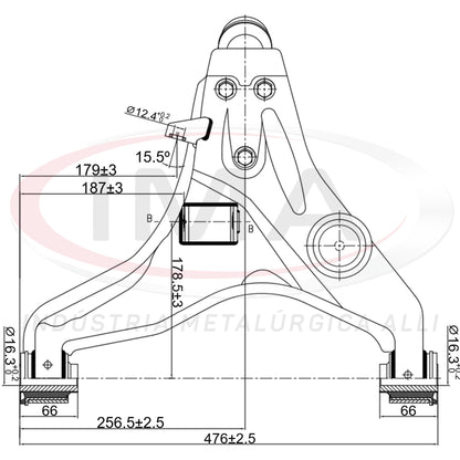 Lower Front Left Suspension Arm - With bushings / Without bump stop / Without ball joint