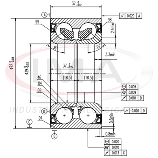 Front Wheel Bearing with Dual ABS