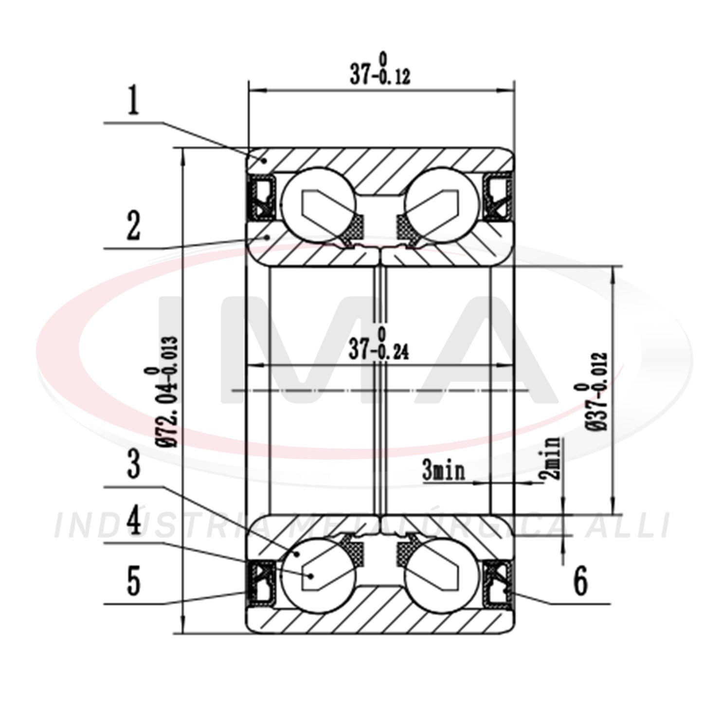 Double Front Wheel Bearing with ABS