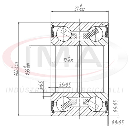 Front Wheel Bearing without ABS, Double