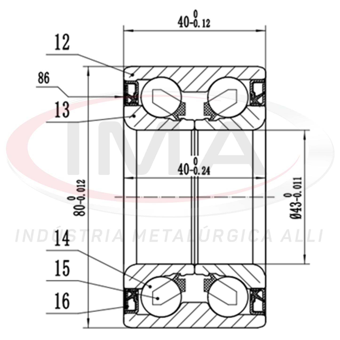 Front Wheel Bearing with ABS, Double Roller Bearing
