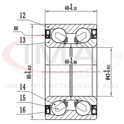 Front Wheel Bearing with ABS, Double Roller Bearing