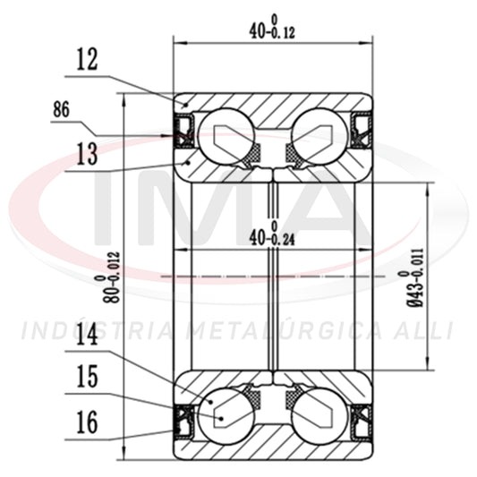Front Wheel Bearing with ABS, Double Roller Bearing