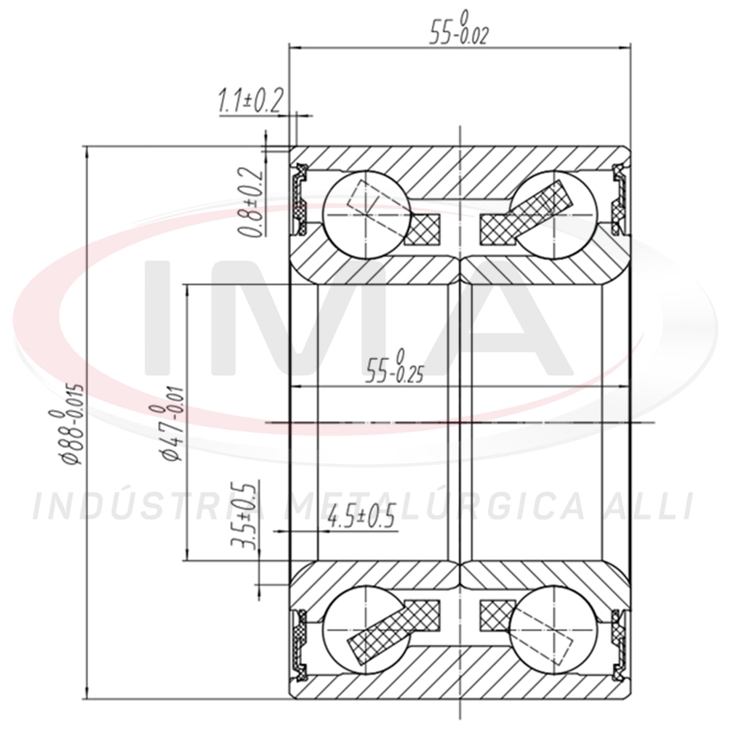 Front Wheel Bearing without ABS, Double