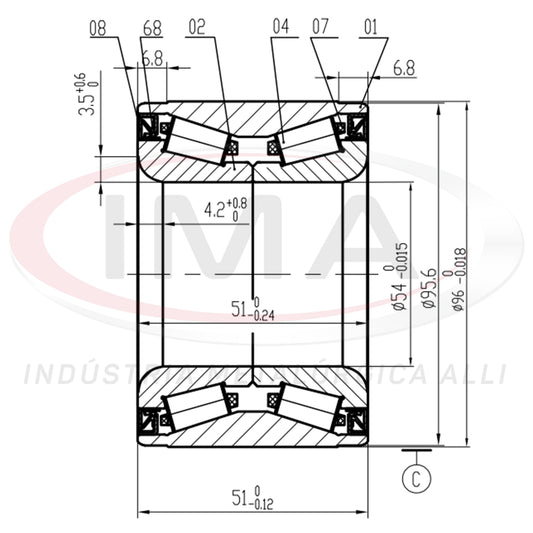 Double Roller Front Wheel Bearing