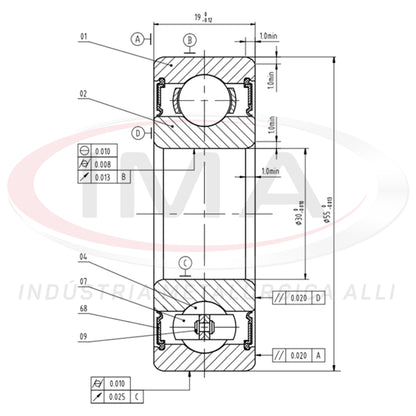 Half-shaft bearing (central shaft) BALLS